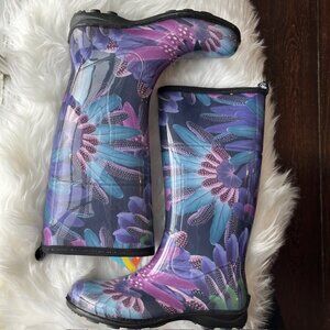 Kamik Purple Floral Rain Boots NWT Size 8